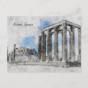 The ruins of ancient temple Zeus, Athens, Greece Postcard