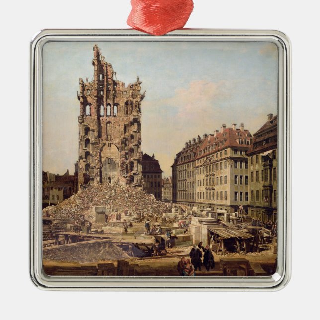 The Ruins of the old Kreuzkirche, Dresden Metal Tree Decoration (Front)