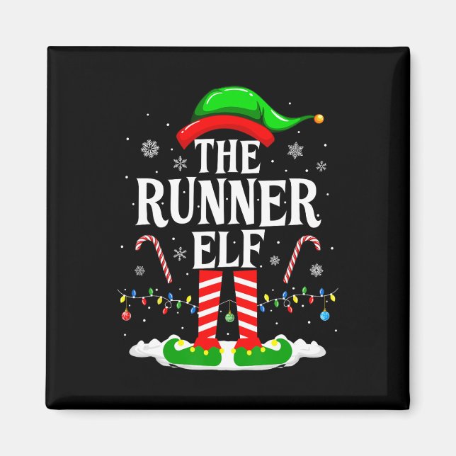 The Runner Elf Xmas Funny Runners Christmas Runnin Magnet (Front)