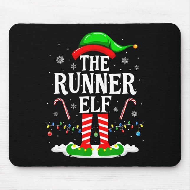 The Runner Elf Xmas Funny Runners Christmas Runnin Mouse Mat (Front)