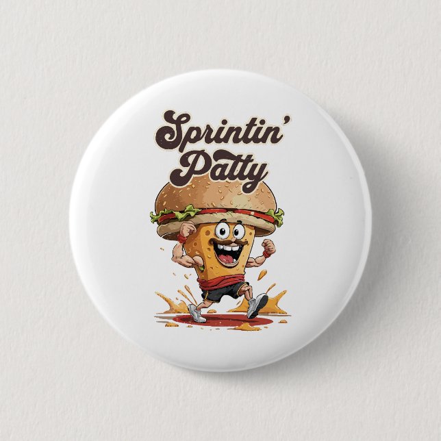 The Running Cheeseburger 6 Cm Round Badge (Front)