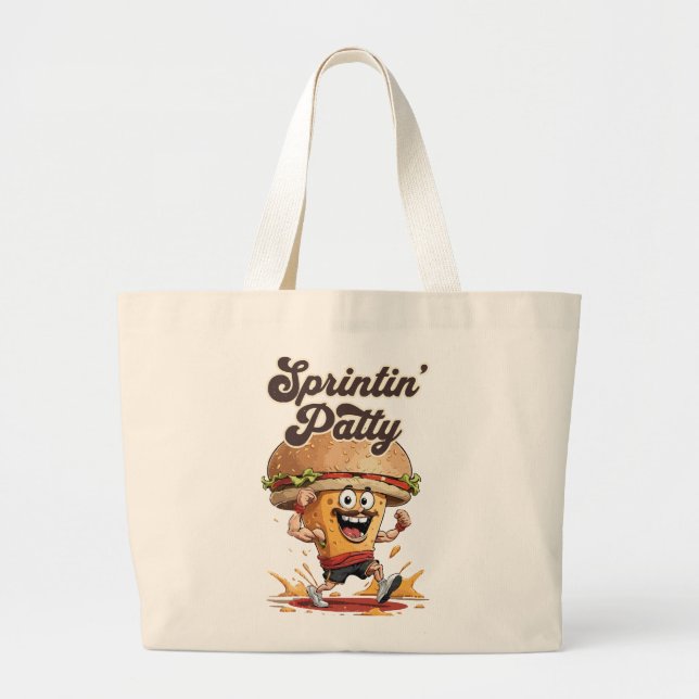 The Running Cheeseburger Large Tote Bag (Front)