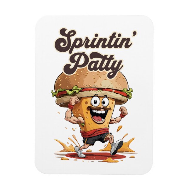 The Running Cheeseburger Magnet (Vertical)