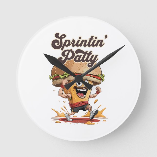 The Running Cheeseburger Round Clock (Front)