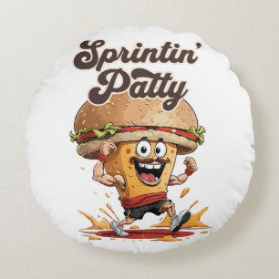 The Running Cheeseburger Round Cushion