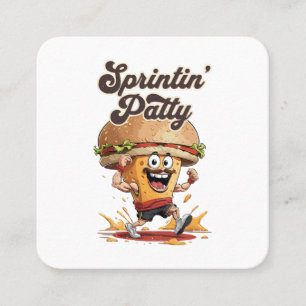 The Running Cheeseburger Square Business Card