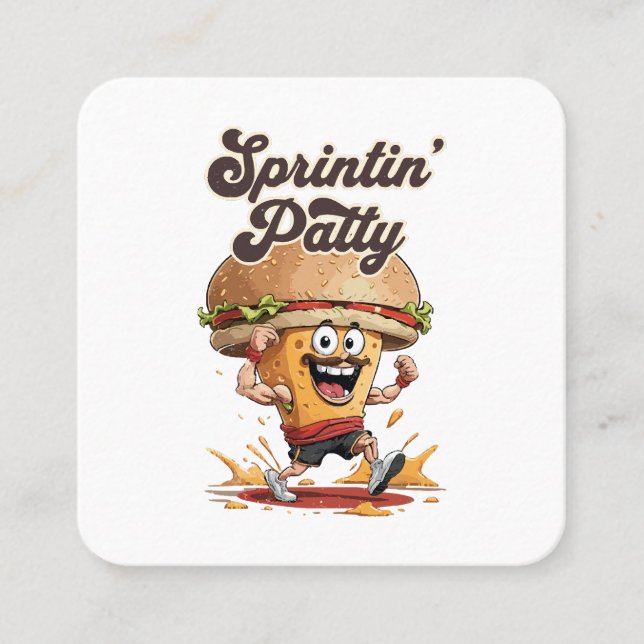 The Running Cheeseburger Square Business Card (Front)