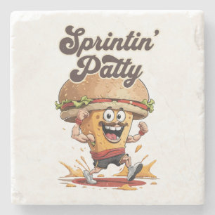 The Running Cheeseburger Stone Coaster