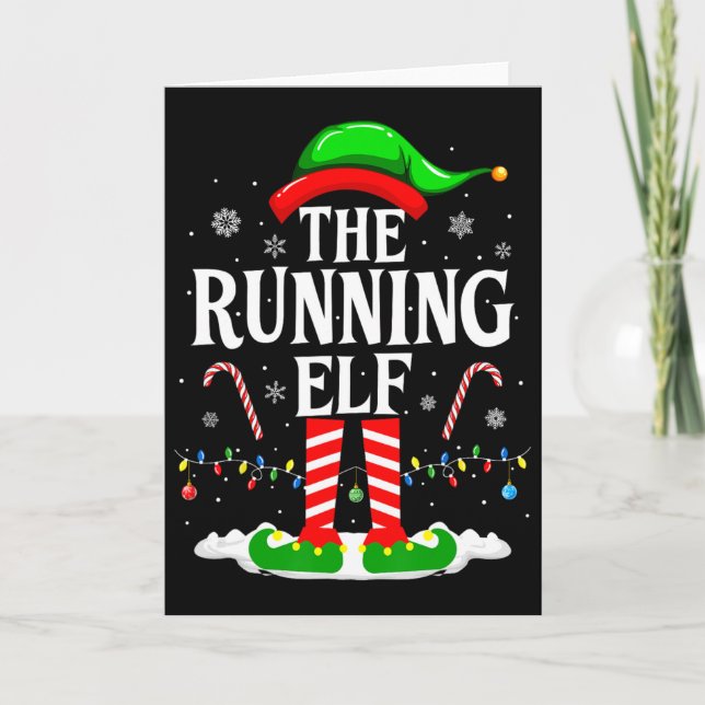 The Running Elf Xmas Running Funny Runner Christma Card (Front)