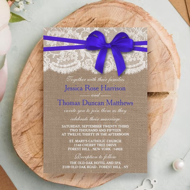 The Rustic Blue Bow Wedding Collection Invitation (Creator Uploaded)