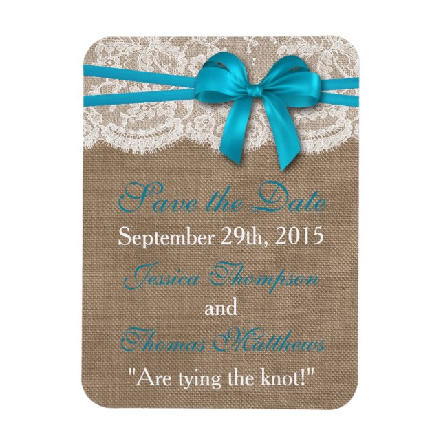 The Rustic Blue Bow Wedding Collection Magnet (Vertical)