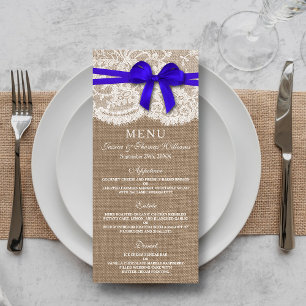 The Rustic Blue Bow Wedding Collection Menu Card