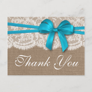 The Rustic Blue Bow Wedding Collection Postcard