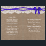 The Rustic Blue Bow Wedding Collection Programs<br><div class="desc">The rustic blue bow wedding collection is a stunning design featuring a lovely rustic burlap effect background with a romantic vintage white lace effect trim and a stunning blue bow. These programs can be personalised for your special occasion and would make the perfect template for weddings, bridal showers, engagement parties,...</div>