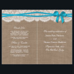 The Rustic Blue Bow Wedding Collection Programs<br><div class="desc">The rustic blue bow wedding collection is a stunning design featuring a lovely rustic burlap effect background with a romantic vintage white lace effect trim and a stunning blue bow. These programs can be personalised for your special occasion and would make the perfect template for weddings, bridal showers, engagement parties,...</div>