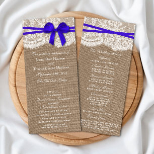 The Rustic Blue Bow Wedding Collection Programs Programme