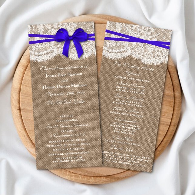 The Rustic Blue Bow Wedding Collection Programs Rack Card (Creator Uploaded)