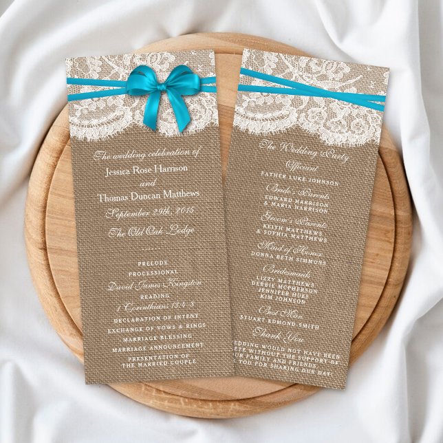 The Rustic Blue Bow Wedding Collection Programs Rack Card (Creator Uploaded)