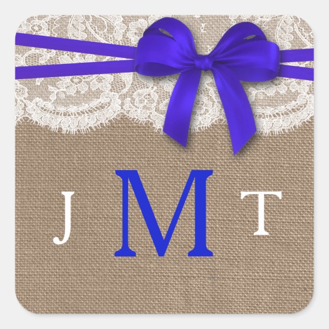 The Rustic Blue Bow Wedding Collection Seals (Front)