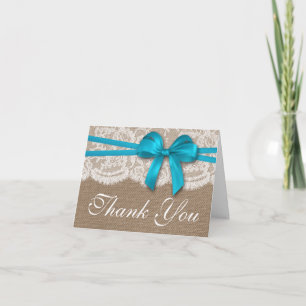 The Rustic Blue Bow Wedding Collection Thank You Card