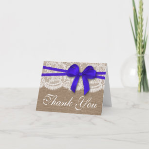 The Rustic Blue Bow Wedding Collection Thank You Card