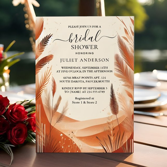 The Rustic Boho Autumn Ombre Brown Bridal Shower Invitation (Creator Uploaded)