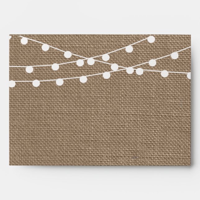 The Rustic Burlap String Lights Wedding Collection Envelope (Front)