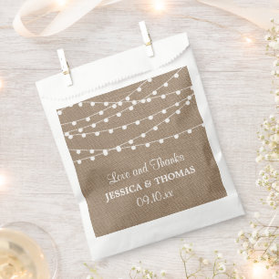 The Rustic Burlap String Lights Wedding Collection Favour Bags