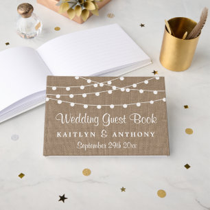 The Rustic Burlap String Lights Wedding Collection Guest Book