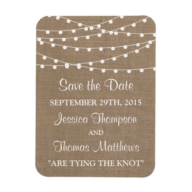 The Rustic Burlap String Lights Wedding Collection Magnet (Vertical)