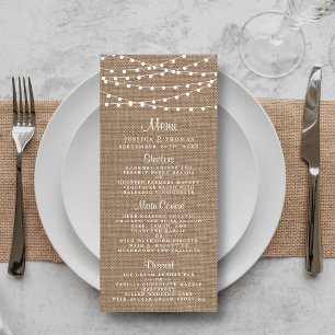 The Rustic Burlap String Lights Wedding Collection Menu