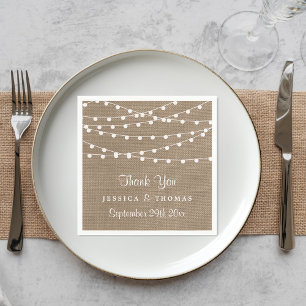 The Rustic Burlap String Lights Wedding Collection Napkin