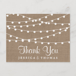 The Rustic Burlap String Lights Wedding Collection Postcard