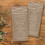 The Rustic Burlap String Lights Wedding Collection Programme<br><div class="desc">Simple yet elegant, the string lights on rustic burlap wedding collection is a stunning design featuring lovely white hanging string lights on a burlap effect background, which is perfect for any rustic wedding celebration. These programs can be personalised for your special occasion and would make the perfect order of service...</div>