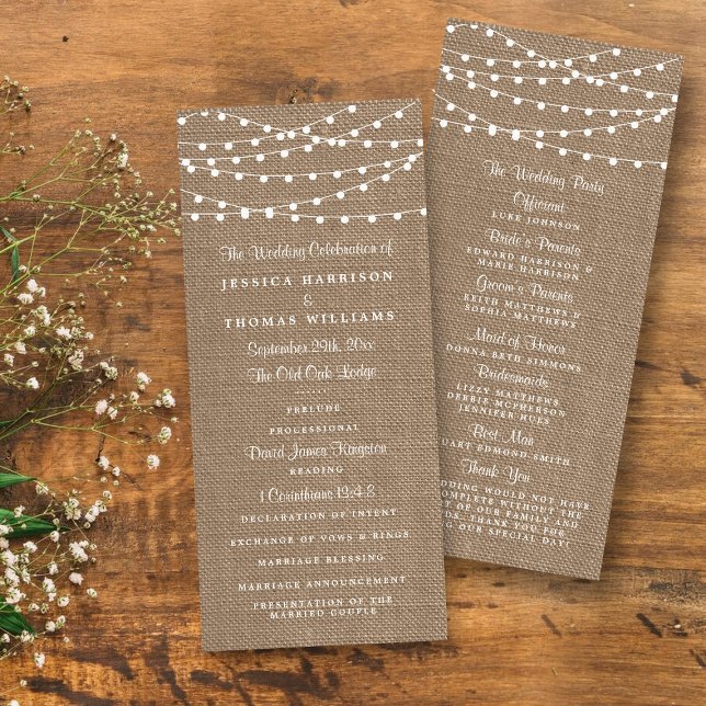 The Rustic Burlap String Lights Wedding Collection Programme (Creator Uploaded)