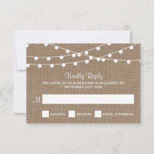 The Rustic Burlap String Lights Wedding Collection RSVP Card
