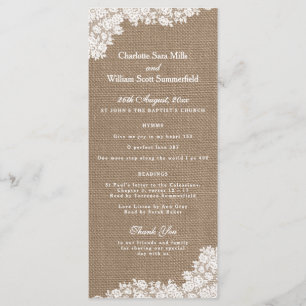 The Rustic Burlap & Vintage White Lace Collection Programme