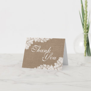 The Rustic Burlap & Vintage White Lace Collection Thank You Card