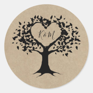 The Rustic Heart Tree Wedding Collection Favour Classic Round Sticker