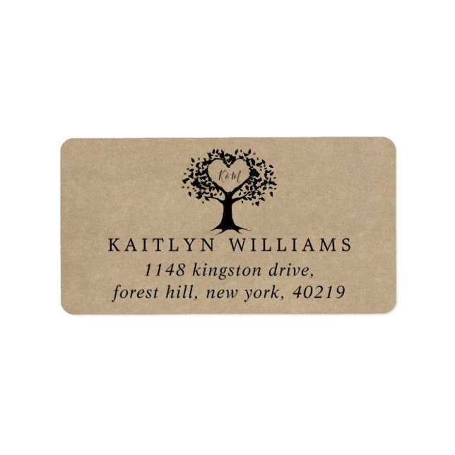 The Rustic Heart Tree Wedding Collection Label (Front)