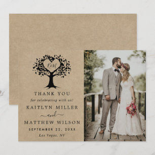 The Rustic Heart Tree Wedding Collection Photo Thank You Card