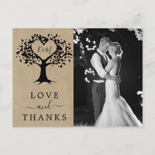 The Rustic Heart Tree Wedding Collection Thank You Announcement Postcard