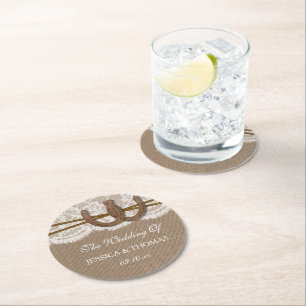 The Rustic Horseshoe Wedding Collection Round Paper Coaster