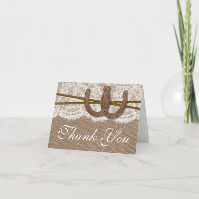 The Rustic Horseshoe Wedding Collection Thank You Card (Front)