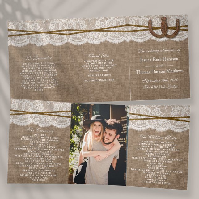 The Rustic Horseshoe Wedding Collection Tri-Fold Programme (Creator Uploaded)