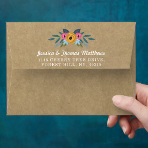 The Rustic Kraft Floral Wreath Wedding Collection Envelopes