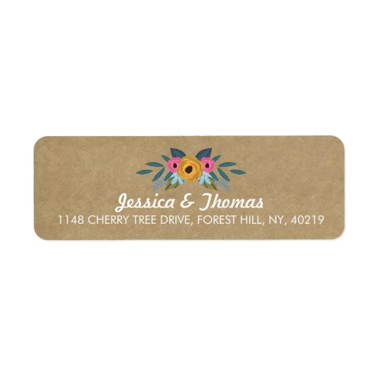 The Rustic Kraft Floral Wreath Wedding Collection Return Address Label