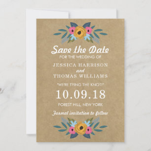 The Rustic Kraft Floral Wreath Wedding Collection Save The Date
