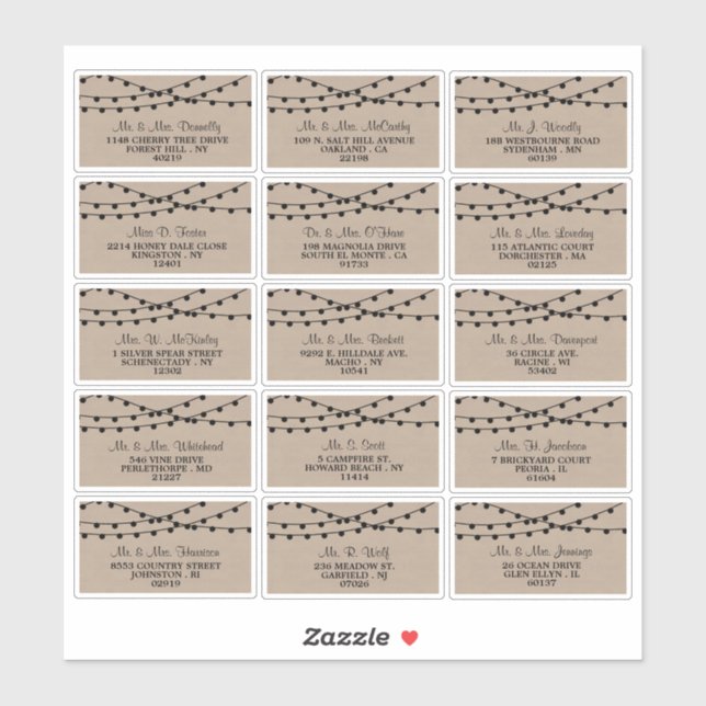 The Rustic Kraft String Lights Wedding Collection (Sheet)