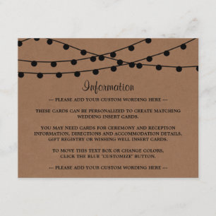 The Rustic Kraft String Lights Wedding Collection Enclosure Card